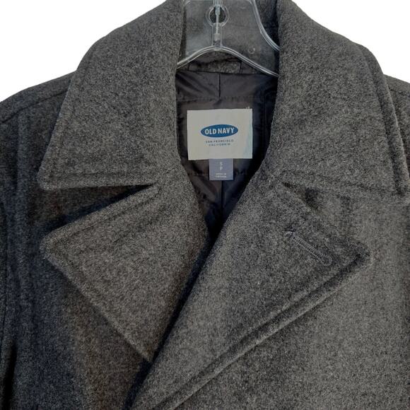 Old Navy Women's Coat Gray Small S Petite P Pea Double Breast Wool Jacket Junior - Picture 2 of 10
